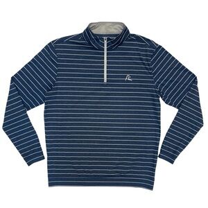 Rhoback Quarter 1/4 Zip Mens M Blue White Performance Pullover Golf Sweater